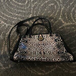 Anne Klein cheetah print purse with blue interior